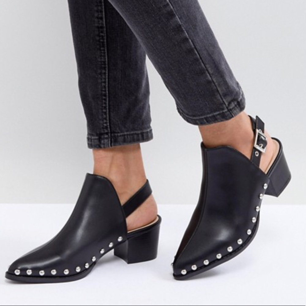 Backless studded boots